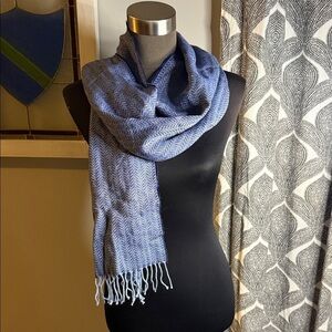 Kuna Baby Alpaca Blue Herringbone Pattern Scarf